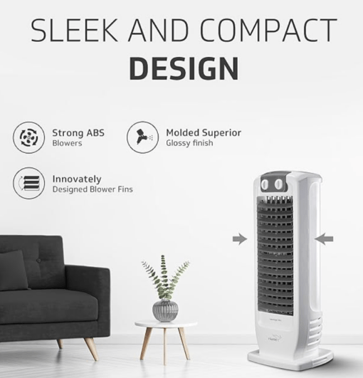 V-Guard Veemagik Neo 17' (43.5cm) Tower Fan | 1300 RPM, 2401 CFM Air Flow | Grey White - Image 5